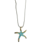 Preview: Ekaterini Halskette Starfish, Seestern, aquablaue Swarovski Kristalle an brauner Kordel und goldenen Akzenten